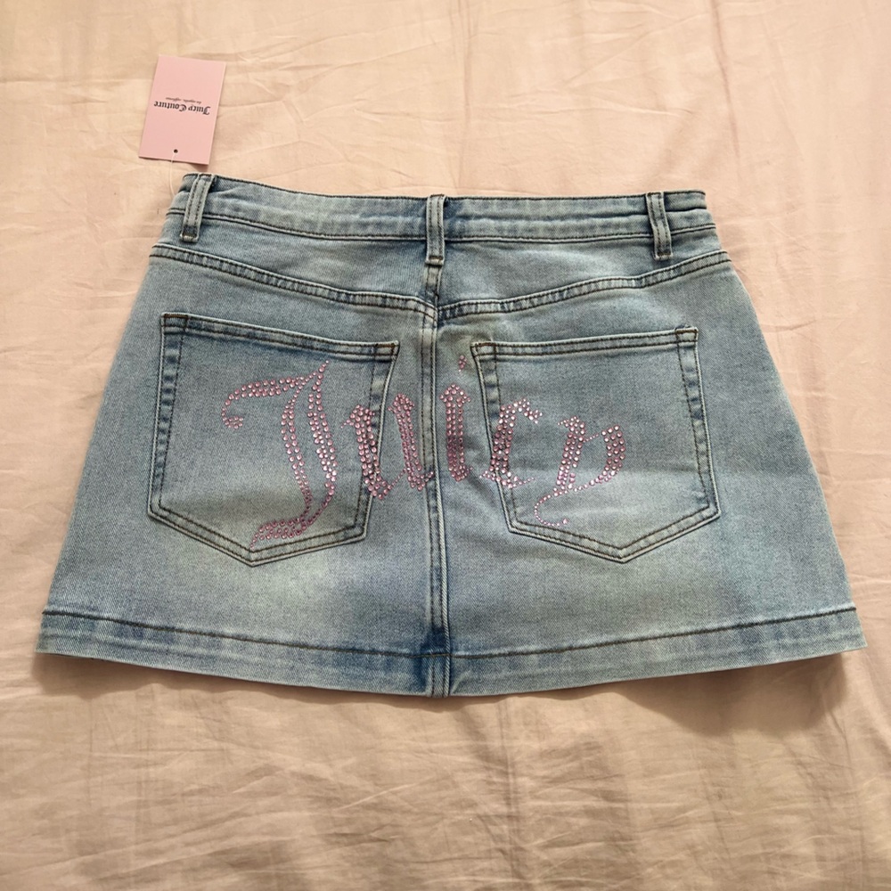 Juicy Couture Light Blue Denim Skirt with Pink Label